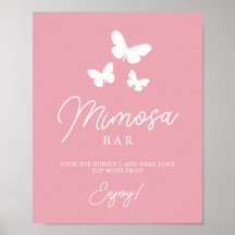 Placa de Chuveiro de Noiva Pink Butterflies Mimosa
