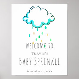 Poster Placa de Chuvinha para Chá de Bebê Menino