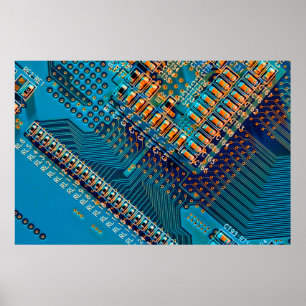 Poster Placa de circuito eletrônico close up. computador,