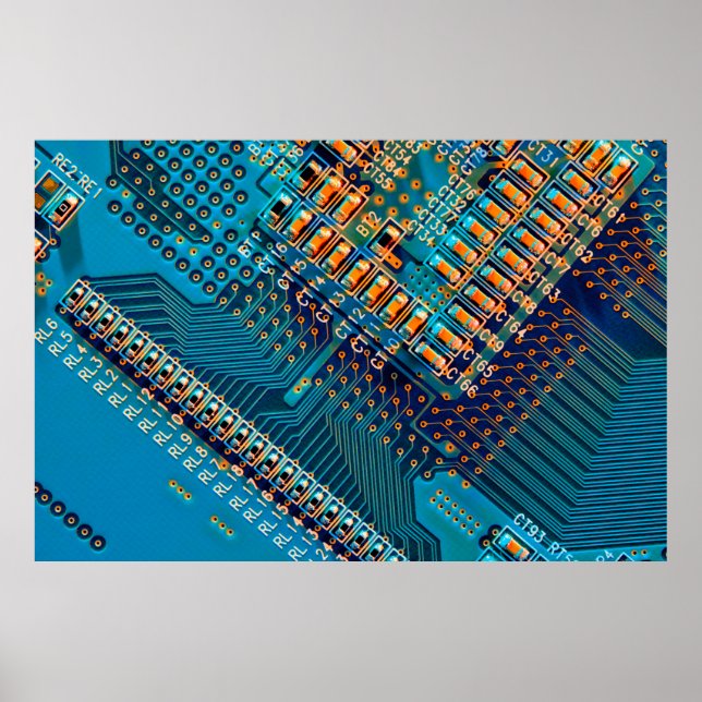 Poster Placa de circuito eletrônico close up. computador, (Frente)