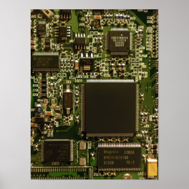 Póster Placa de Circuito Verde Macro | Foto de PCB (Frente)