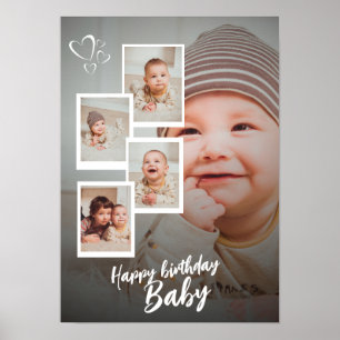 Poster Placa de Colagem de Fotos Personalizadas Feliz Ani