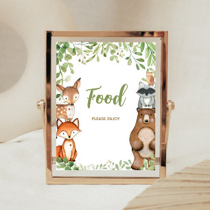 Poster Placa de Comida para Chá de Bebê Floresta Verde