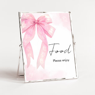 Poster Placa de Comida para Chuvinha de Boo com Laço Rosa