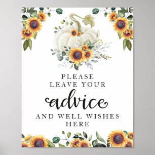Poster Placa de Conselho para Chá de Bebê de Abóbora com 