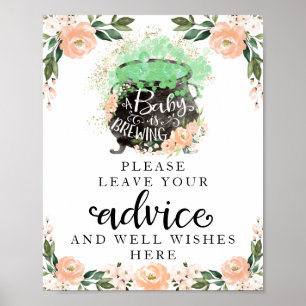 Poster Placa de Conselho para Chá de Bebê de Halloween co