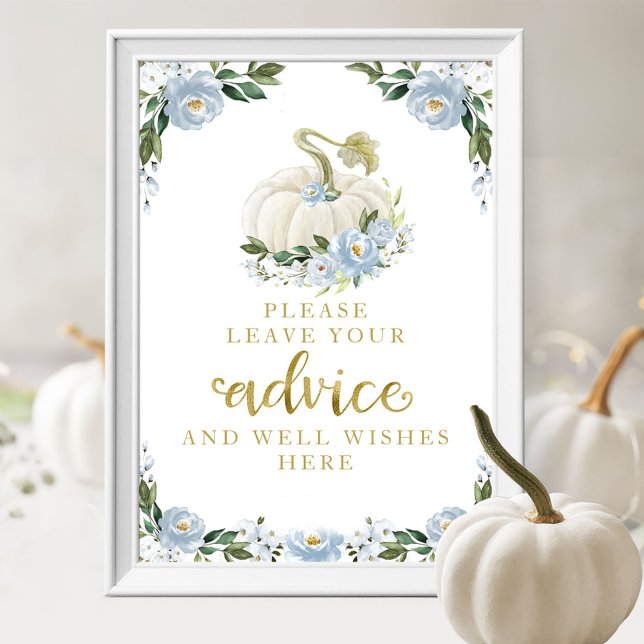 Poster Placa de Conselhos para Chá de Bebê de Abóbora com (Criador carregado)