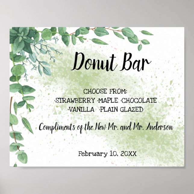 Poster Placa de Doces Barra de Donut Mesa de Casamento Eu (Frente)
