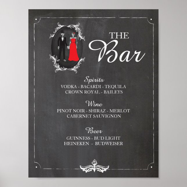 Poster Placa de Esqueletos de Bar do Halloween Recepção d (Frente)