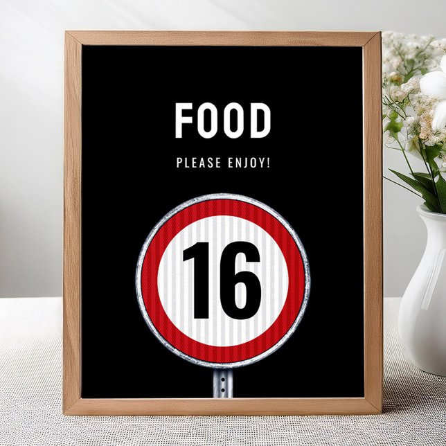 Poster Placa de estação de comida Aniversário de 16 anos  (Criador carregado)