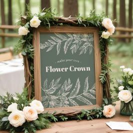 Poster Placa de Estação de Coroa de Flores de Floresta de