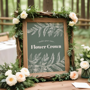Poster Placa de Estação de Coroa de Flores de Floresta de