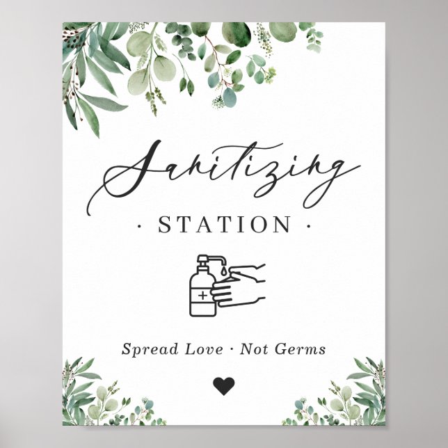 Poster Placa de Estação de Higienização Folhagens Eucalip (Frente)