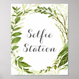 Poster Placa de Estação de Selfie de Casamento com Coroa