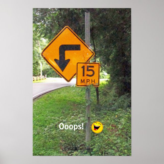 Poster Placa de Estrada com Mensagem Humorística Involunt (Frente)