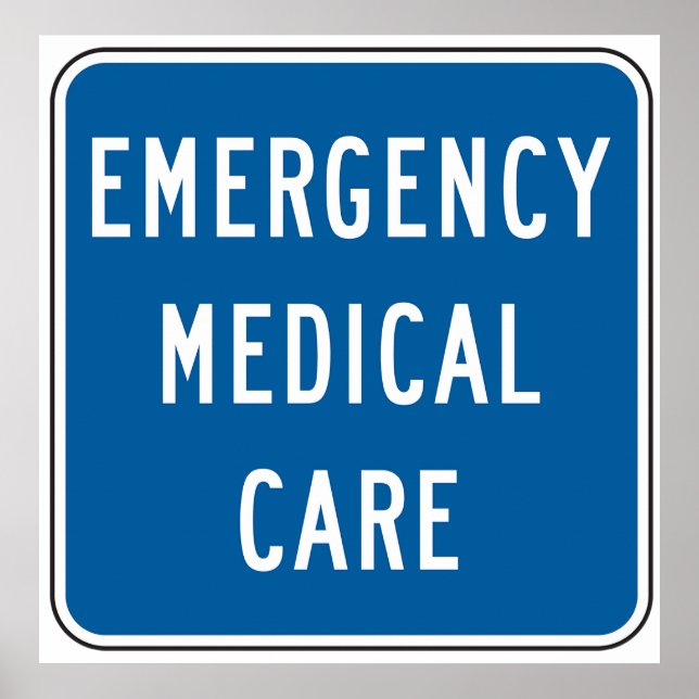 Poster Placa de Estrada de Cuidado Médico de Emergência (Frente)