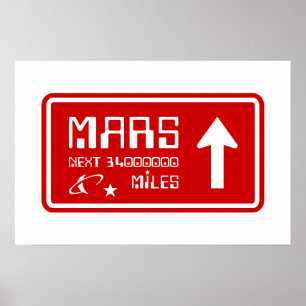 Poster Placa de Estrada para Marte
