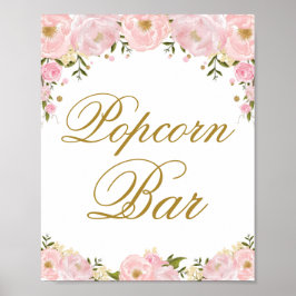 Poster Placa de Favor de Casamento Floral Rosa Barra de P