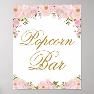Poster Placa de Favor de Casamento Floral Rosa Barra de P