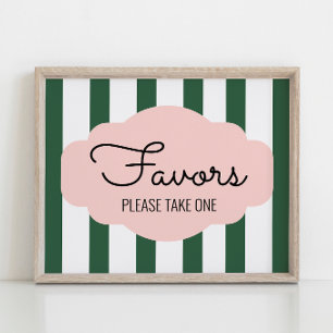 Poster Placa de Favor de Chá de Bebê Rosa e Verde de Beve