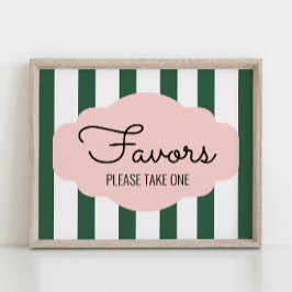 Poster Placa de Favor de Chá de Bebê Rosa e Verde de Beve