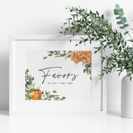 Poster Placa de Favores de Abelha Mel de Flor de Laranjei