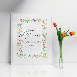 Poster Placa de Favores de Flores Silvestres