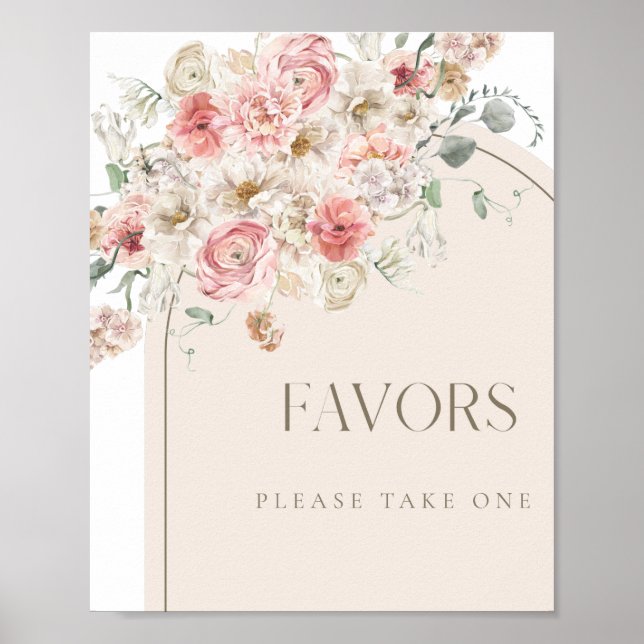 Poster Placa de Favoritos de Arco Floral Rosado (Frente)