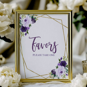 Poster Placa de Favoritos Florais em Aquarela Dourado Rox