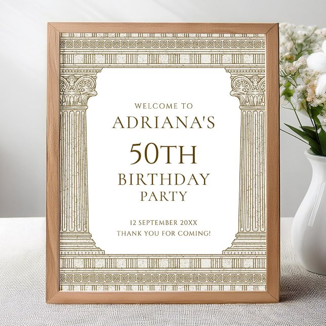 Poster Placa de festa de aniversário elegante com element (Criador carregado)
