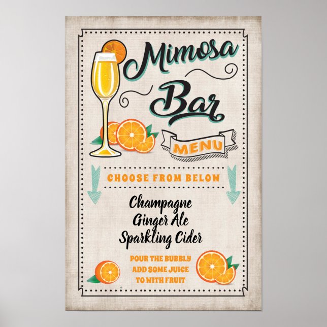 Poster Placa de festa de bar Mimosa (Frente)
