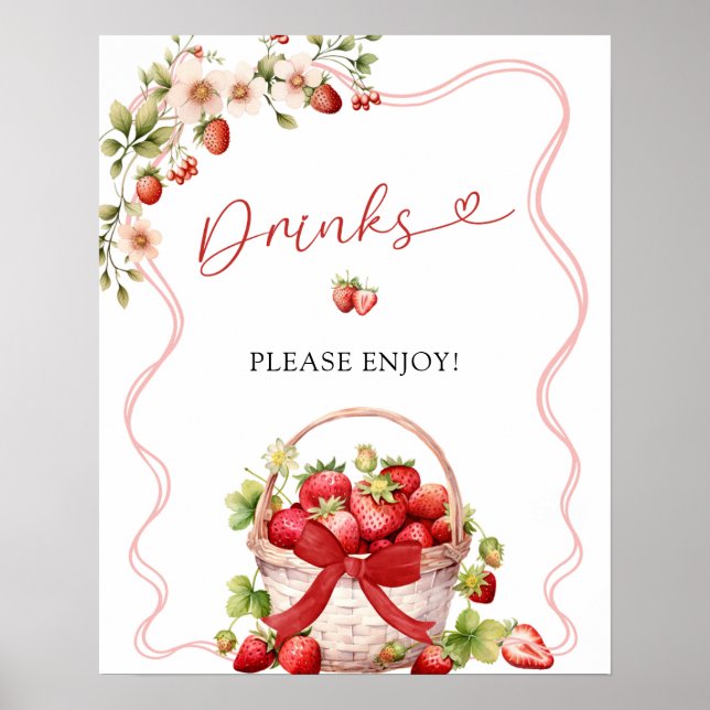 Poster Placa de festa de bebidas Coquette Berry In Love (Frente)