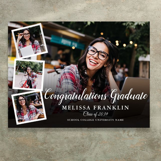 Poster Placa de Festa de Formatura com Colagem de Fotos M (Modern Photo Collage Graduation Party Sign)
