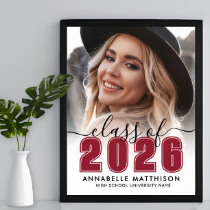 Poster Placa de Festa de Formatura com Fundo Vermelho par