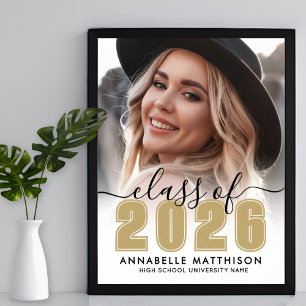 Poster Placa de Festa de Formatura Photo Gold