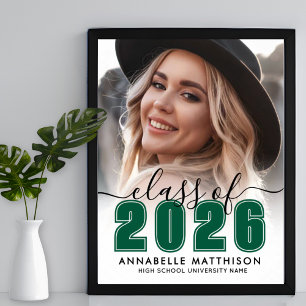 Poster Placa de Festa de Formatura Verde com Foto
