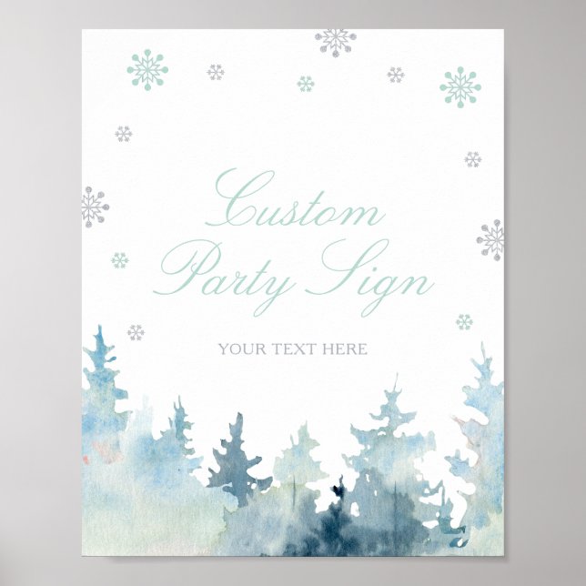 Poster Placa de festa personalizada de Natal em prata e v (Frente)