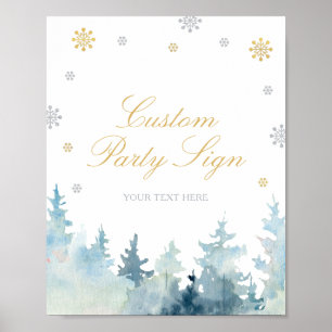 Poster Placa de festa personalizada de Natal Silver & Gol