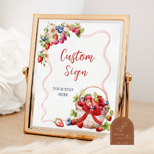 Poster Placa de festa personalizada Red Bow Coquette Berr