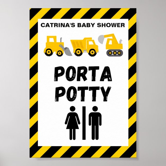 Poster Placa de festa temática de construção (Frente)