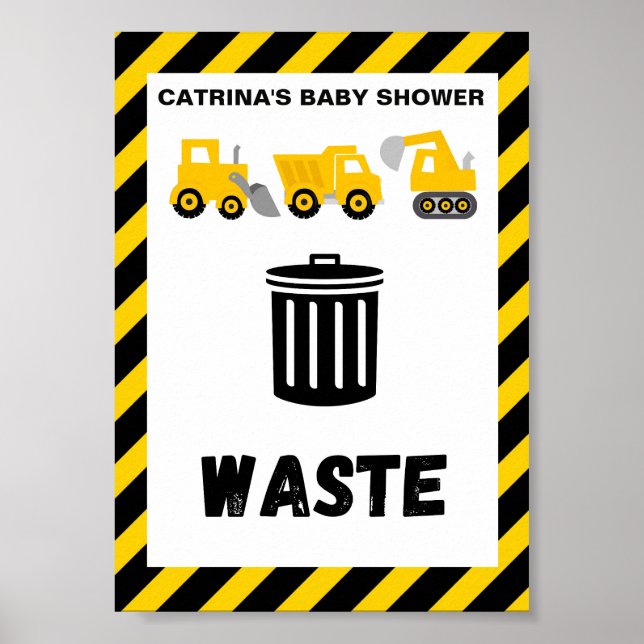 Poster Placa de festa temática de construção (Frente)