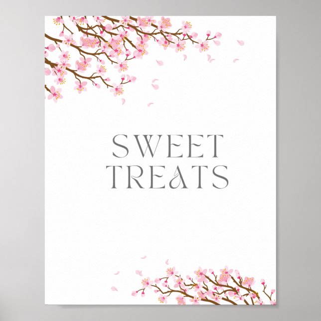 Poster Placa de Flor de Cerejeira Sweet Treats para Chá d (Frente)