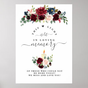 Poster Placa de Flores de Bege Borgonha Encantadoras em M