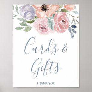 Poster Placa de Flores Rosa Empoeirado para Cartões e Pre