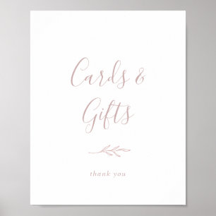 Poster Placa de Folhas Mínimas Cartões e Presentes Rosa