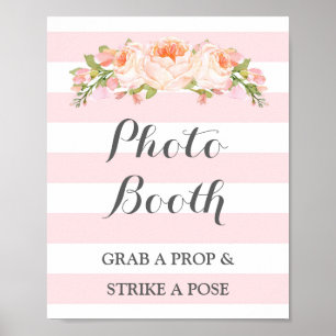 Poster Placa de Fotografia de Casamento com Flores Rosa L