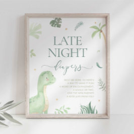 Poster Placa de Fraldas Noturnas para Chá de Bebê Baby Di