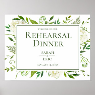 Poster Placa de Jantar de Ensaio Floral de Hortênsias Bra