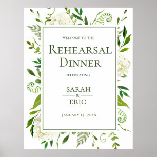 Poster Placa de Jantar de Ensaio Floral de Hortênsias Bra