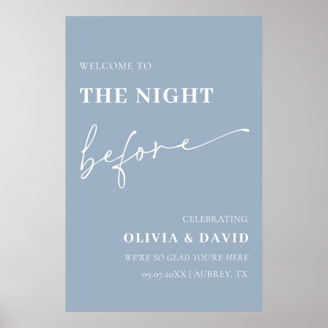 Poster Placa de Jantar de Ensaios Dusty Blue The Night Be (Frente)